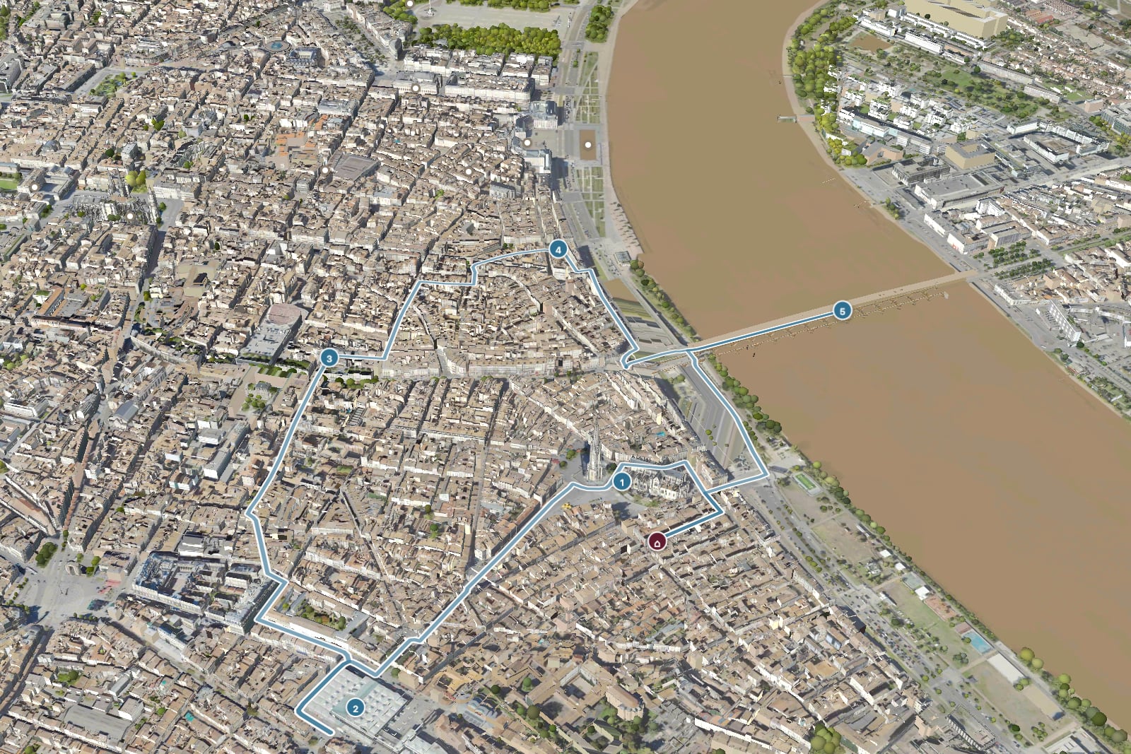 Carte de la balade « Balade à pied à Saint-Michel et les quais de Bordeaux : 1 h 45, 3,7 km » à Bordeaux